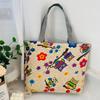 Women's Shoulder Bag Printing Pattern Small Canvas Shopping Bag Handbag Casual Bucket Female Outdoor Pocket