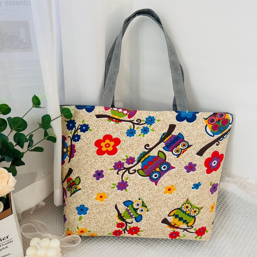 Women's Shoulder Bag Printing Pattern Small Canvas Shopping Bag Handbag Casual Bucket Female Outdoor Pocket
