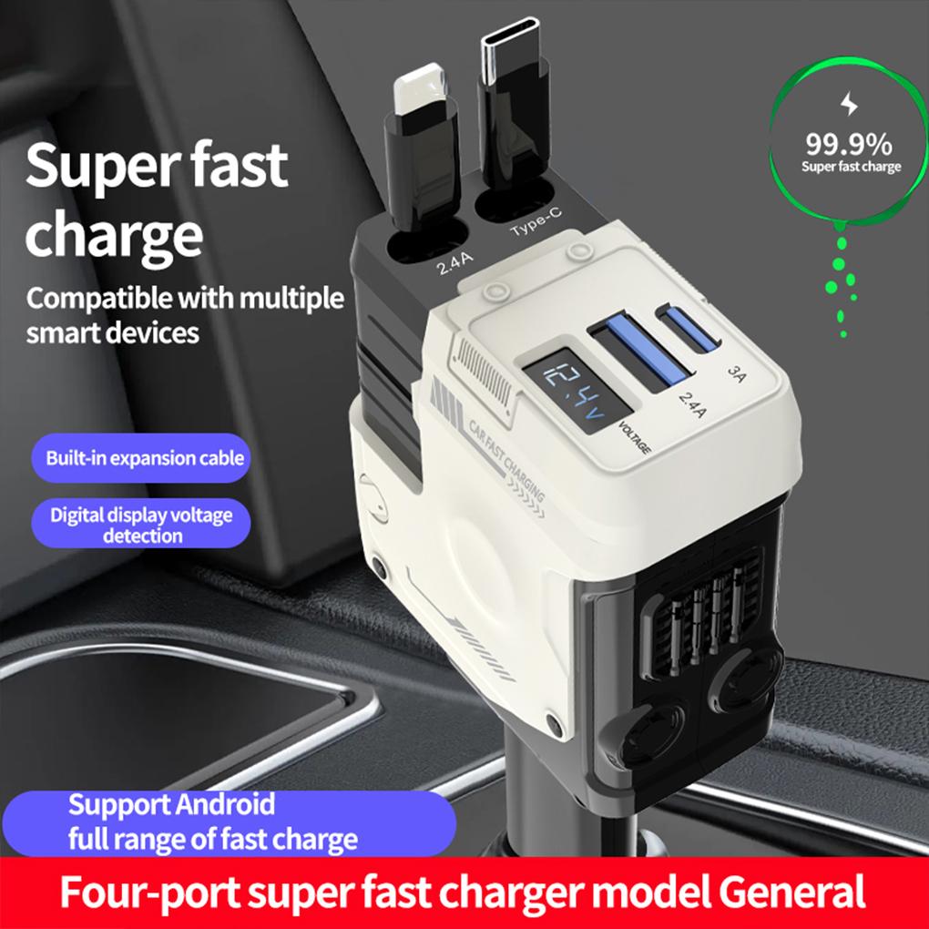 ABS Super Fast Car Charger With Dual Type-C Interfaces And Intelligent Chip Car Charger Adapter