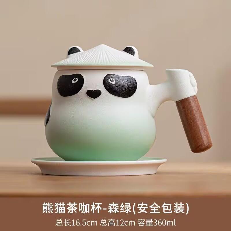 Panda Tea Creative Ceramic Tea Separation Cup With Lid Men'S And Women'S Office Filter Water Cup