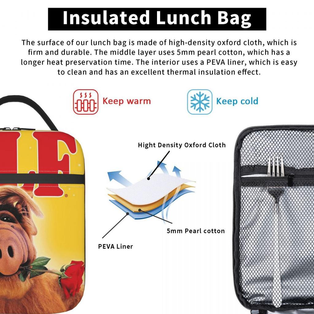 Alf Daumen Hoch Alien Leben Isolierte Lunchtasche für Damen Kinder Auslaufsichere Lebensmittelboxen Thermische Lunchbox Tragetasche