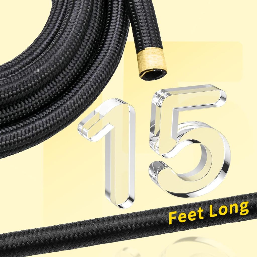 15FT AN6 Automatic Transmission Cooler Line Kit For 4L60E 4L65E - Black Nylon Braided Fuel Line Oil/Gas/Fuel Hose Kit