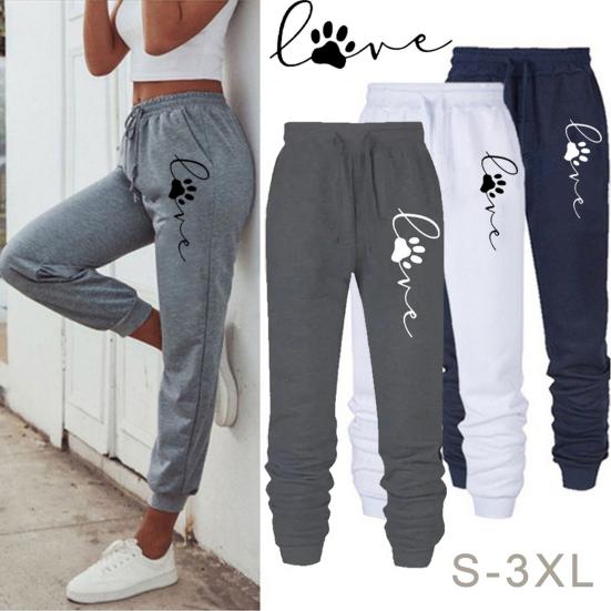 

Женские спортивные брюки с принтом в виде кошачьей лапы на шнурке с эластичной резинкой на талии, свободные однотонные мягкие дышащие женские беговые упражнения, длинные брюки, спортивные штаны