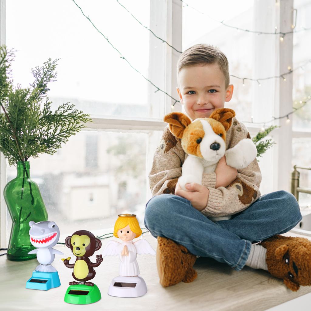 6 Pcs Solar Powered Dancing Animal Dolls Swinging Animated   Window Sun Catcher Car Decor Portable Suncatchers,Frog