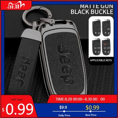 Porte-gobelets Alliage de zinc Cuir Housse Étui Porte-clés de Voiture pour Jeep Renegade Compass Cherokee Grand pour Chrysler 300C Wrangler Voiture AC