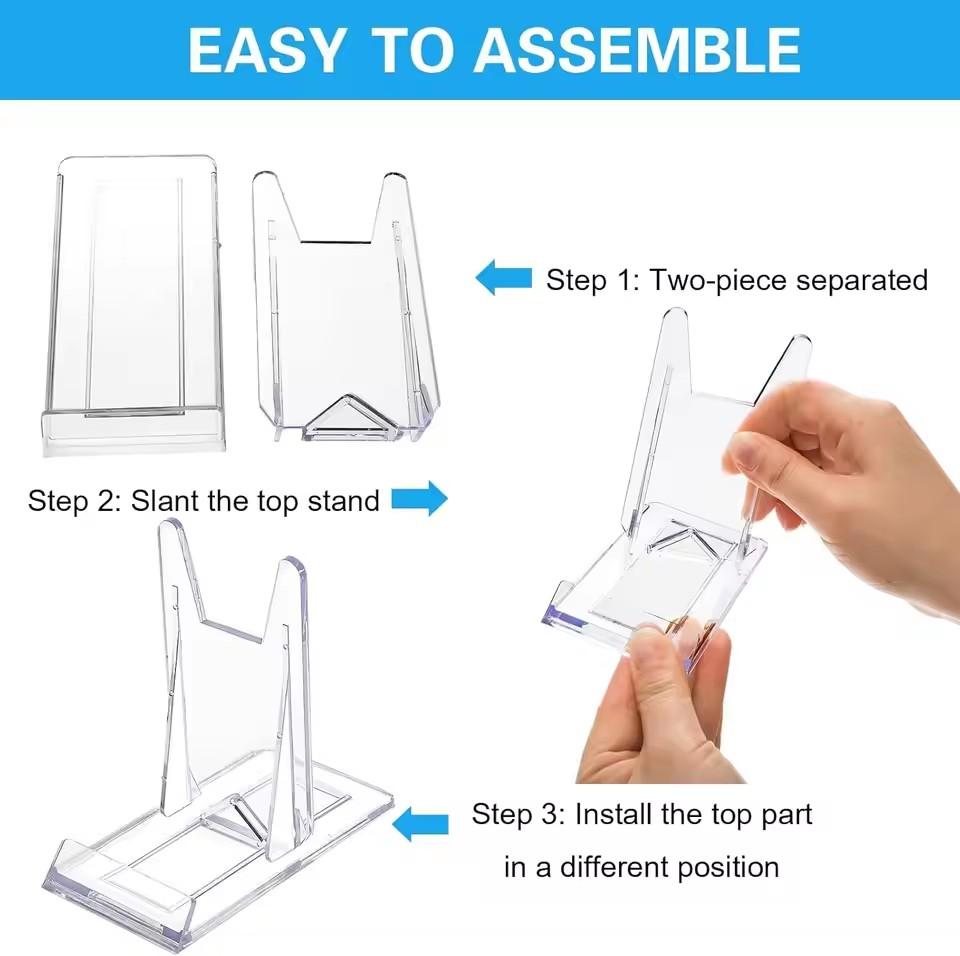 Transparent Display Plate Stand Clear Acrylic Display Stands Small Adjustable Book Purse Badge Shell Wedding Card Holder Tablet