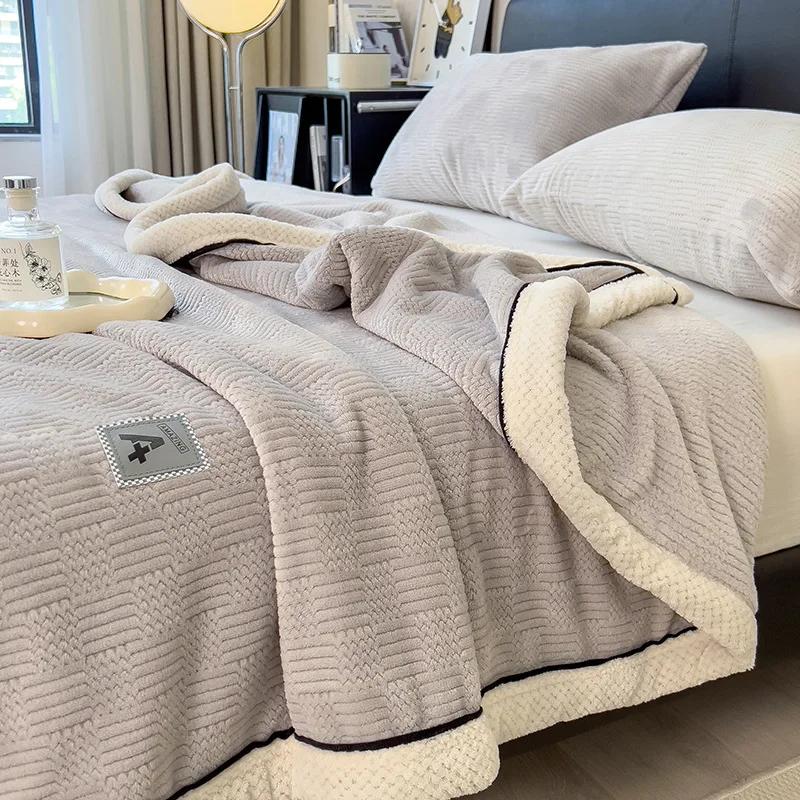 New A-class Mother And Baby Grade Simple Knitted Velvet Blanket Noon Rest Blanket Winter Thick Office Air Conditioning Blanket