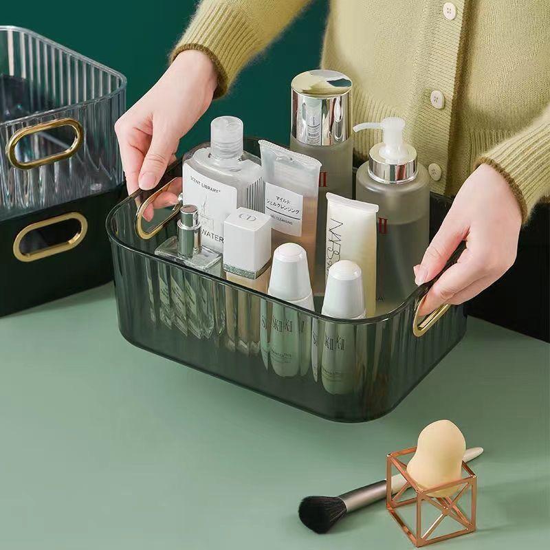 Luxury Acrylic Transparent Storage Box for Beauty Products and Cosmetics on Desk with Lipstick Basket and Facial Mask Organizer