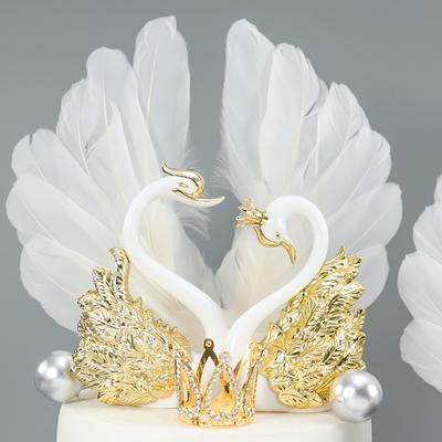 1 Paar Romantische Krone Schwan Kuchen Topper Flamingo Kuchen Dessert Backen Dekor Ornament Geburtstag Hochzeit Kuchen Dekoration Lieferungen