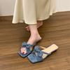 Delikatny Styl Wróżkowy Węzeł Motylkowy Niski Obcas Sandały Damskie Letnie Nowe Gruby Obcas Pasujące Spódnice Do Noszenia na Zewnątrz Poliuretan