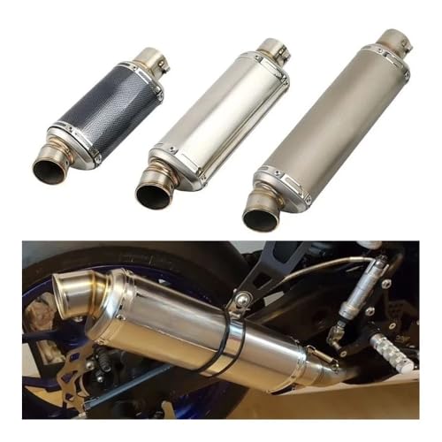 Universal 51mm motorcycle exhaust pipe silencer suitable for 100cc-1000cc models including Fz6 Pcx125  Silver