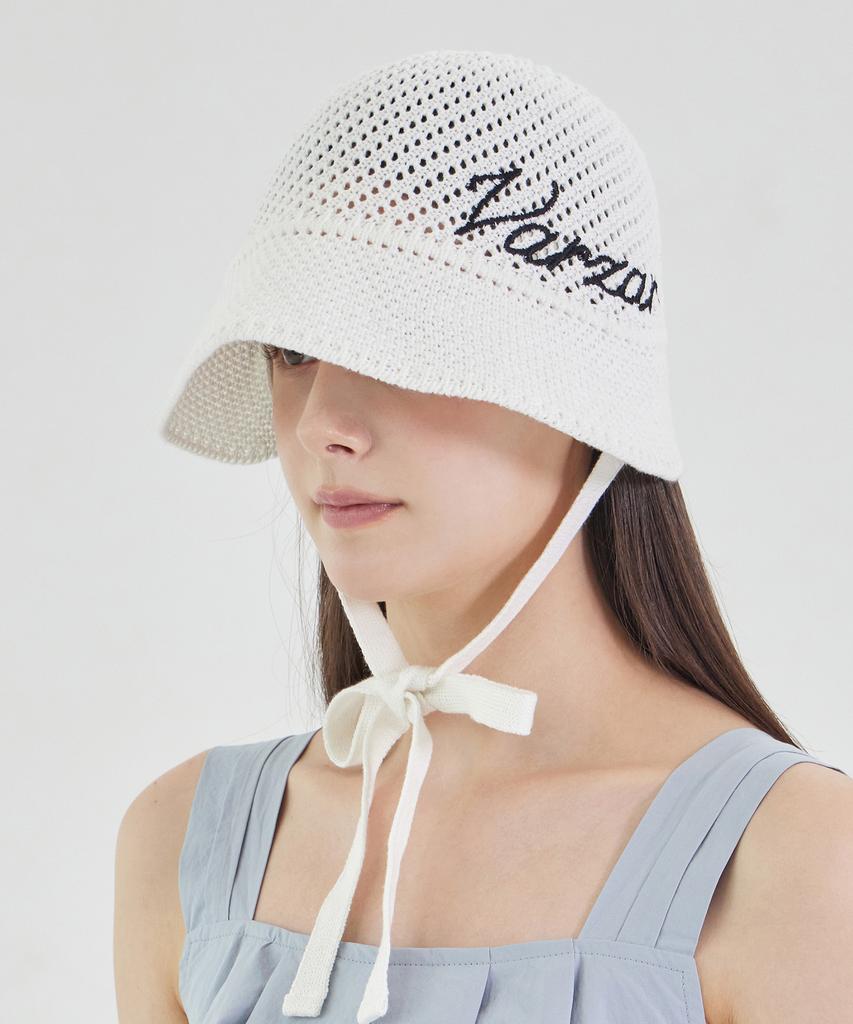 Bajal New Wave Bazal Punched Knit Bonnet Hat White