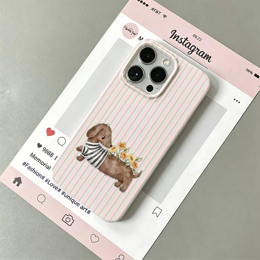Striped Dachshund Phone Case For Iphone 171615 14 Plus 13 12 11 Pro Max 17Air Funda Mobile Protective Cover Coque