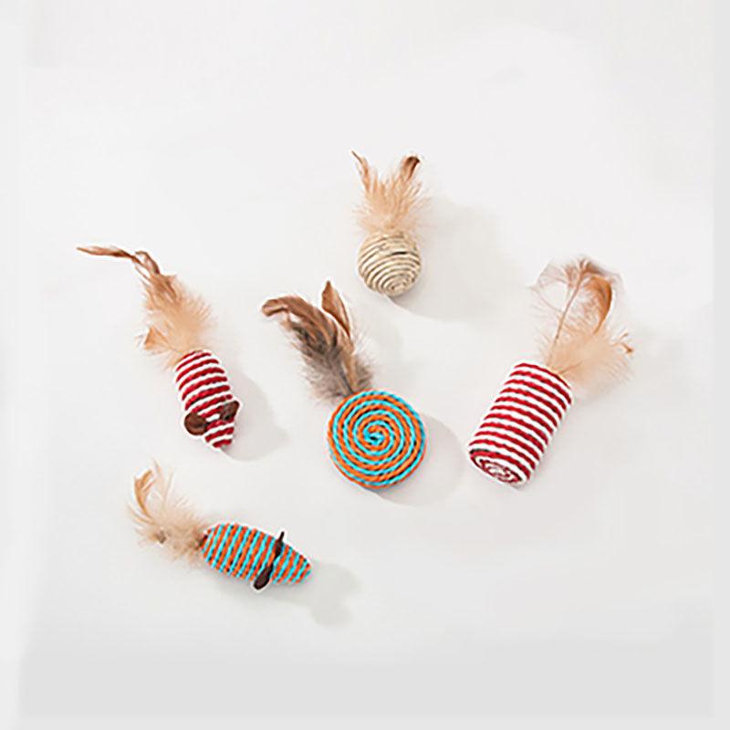 Boredom Relief Teething Mouse Teaser Wand & Self-Play Ball Kitten Toy Set