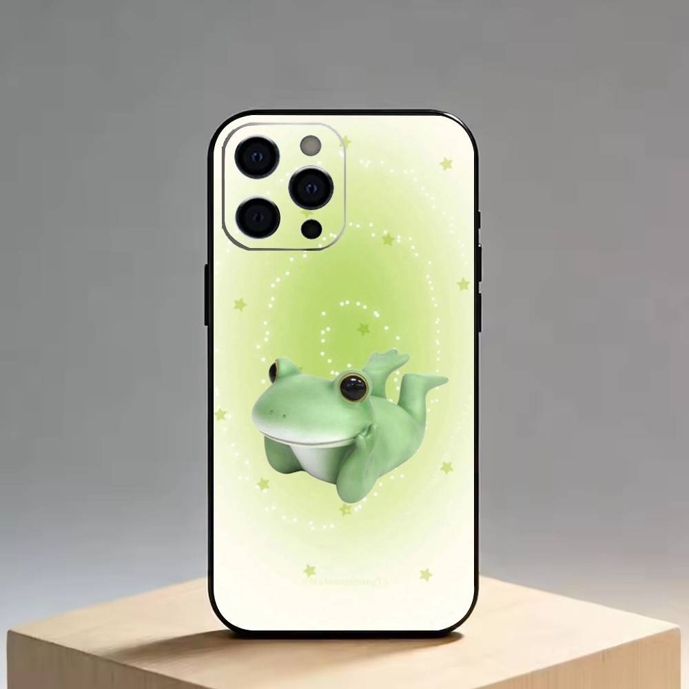 

Funny Frogs Phone Case For iPhone 17,16,15,14,13,12,11 Plus,Pro Max,XS,Soft Silicone Black Cover iPhone17PRO