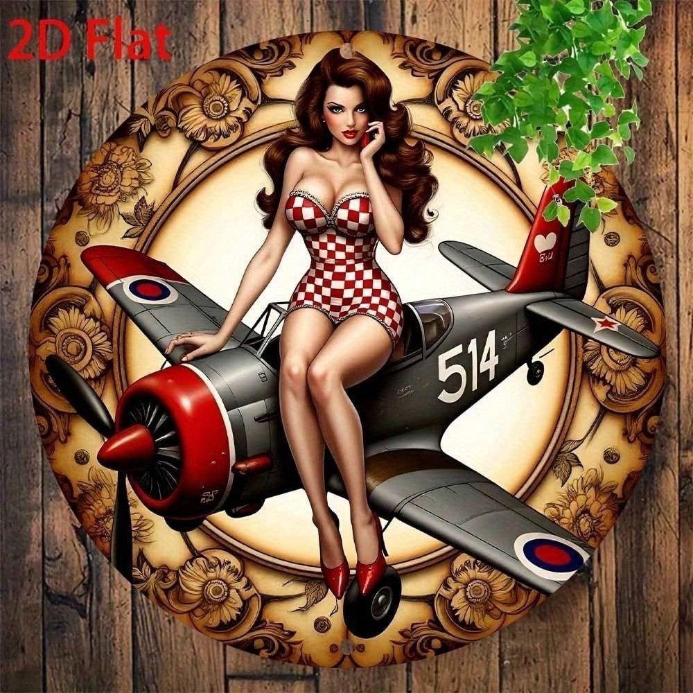 Metall Wandkunst Vintage Flugzeug Blechschild 20x20 cm für Cafe Garage Dekor