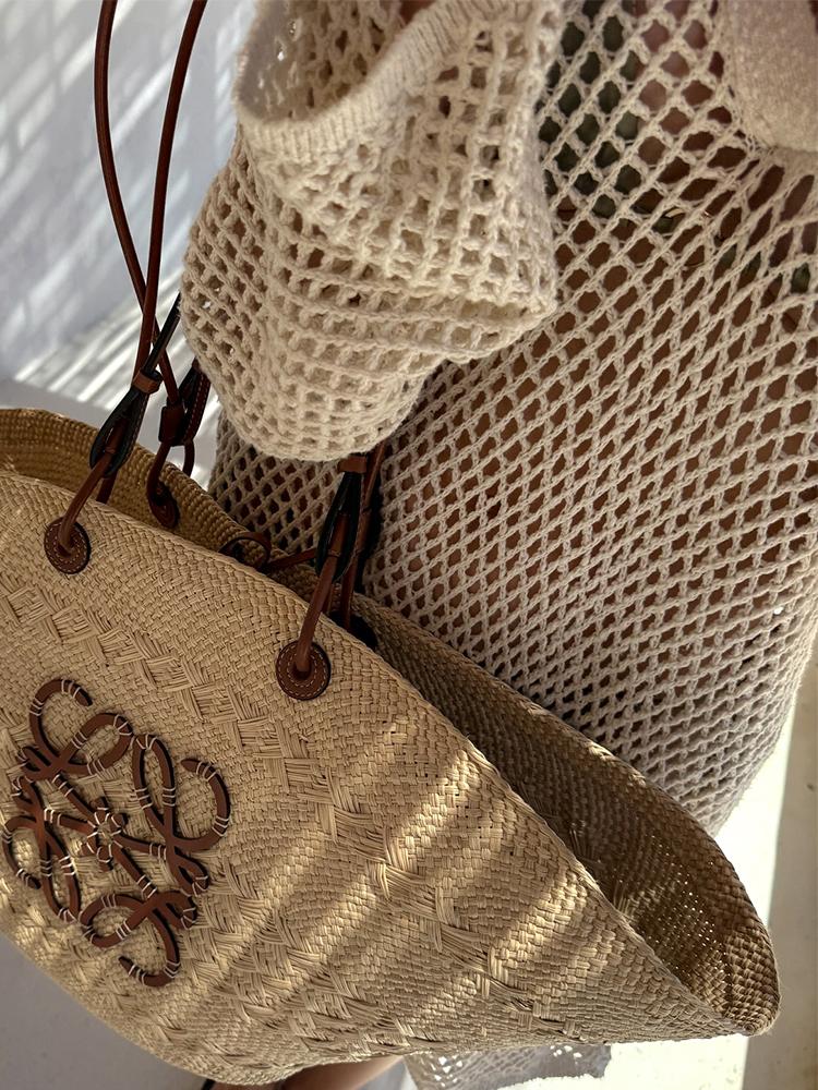 EDOLYNSA Solid Colour Beach Knit Mini Dress Women's Summer Sexy Hollow Out Long Sleeve Swimsuit Cover Up Boho Holiday Loose Beachwear K17