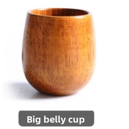 1PC Woodens  Belly Cup Creative Pattern Wooden Solid Wood Handcarved Anti Scald Tea Cups Simple Fragrant