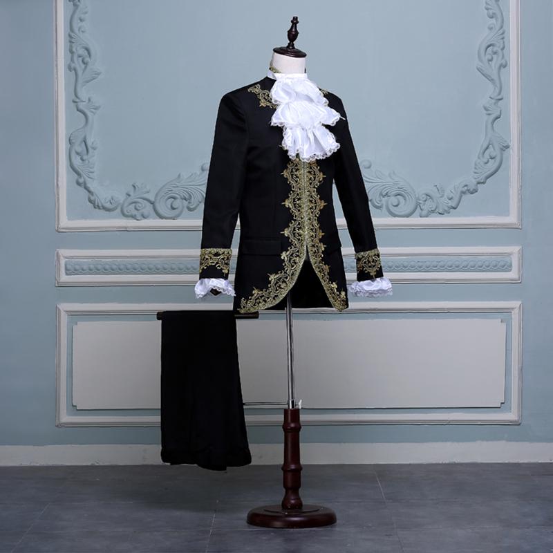 Prince King Renaissance Medieval Men Cosplay Costume Coatpants Set Full