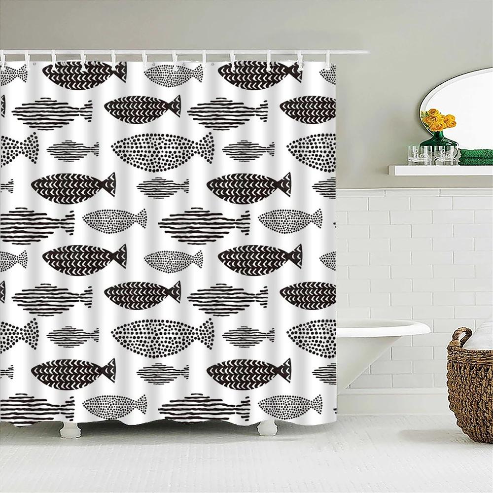 Cortină de duș cu imprimeu de pisică, Cortină de baie cu animal de desene animate pentru baie, pentru cadă, husă pentru baie, cortină de duș cu 12 buc. cârlige