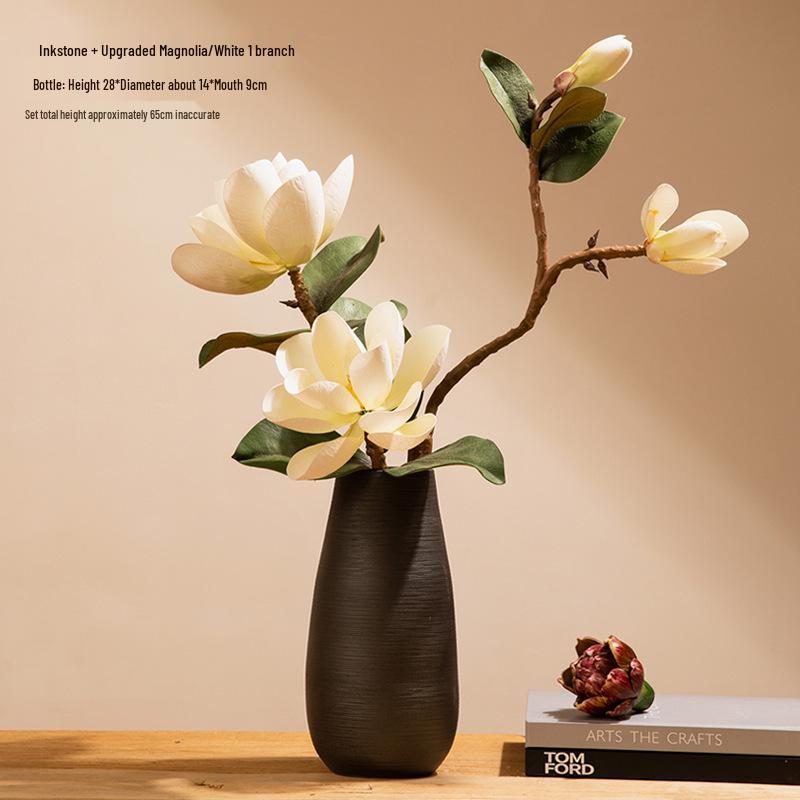 Composizione di fiori artificiali di magnolia: Set decorativo in ceramica per sala da pranzo o soggiorno