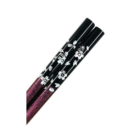 Chopsticks [Silver Cherry Blossom Purple] with a paulownia wood box and gift wrapping. Perfect for Respect for the Aged Day, birthdays, thank you gift