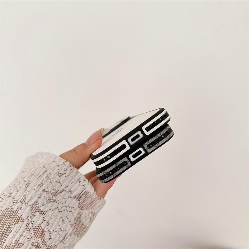 Side Mounted Diamond Grid Texture Phone Case For iPhone 17 16 15 14 13 Pro Max Instant Turn 17 Large Window Shockproof Cover
