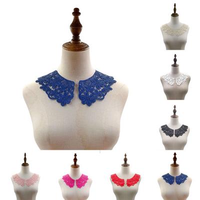 1 Pair Embroidered Collar Women Lace Neckline Hollow Lace Fabric Trim Applique for DIY Sewing Halloween Cosplay