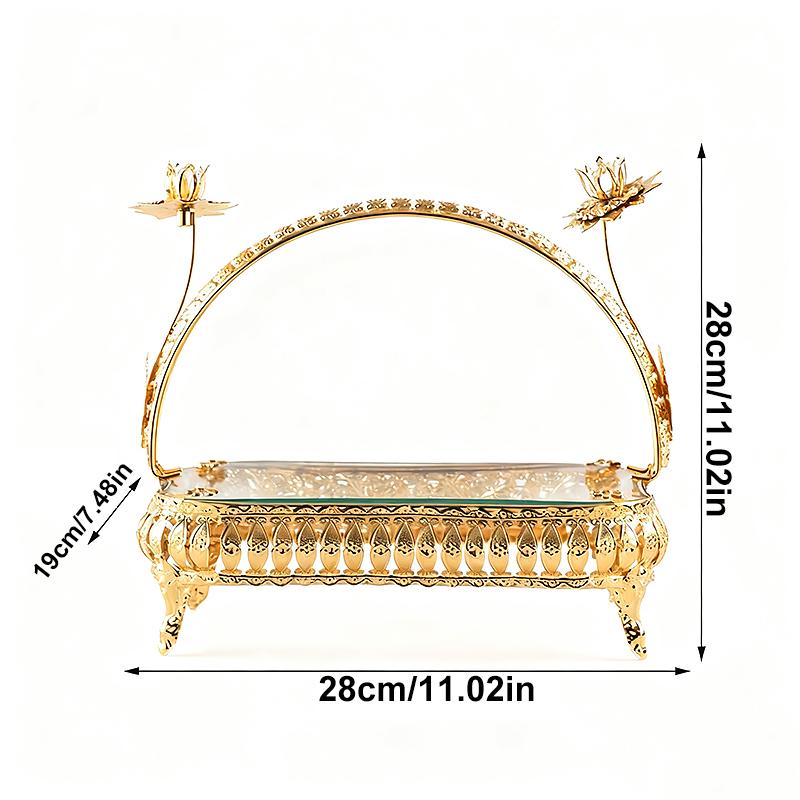 

1PC Display Tray European Court Style Floral Carving Home Decor Gold Carved Luxury Ornament Multifunctional Gold 28*28cm золотой