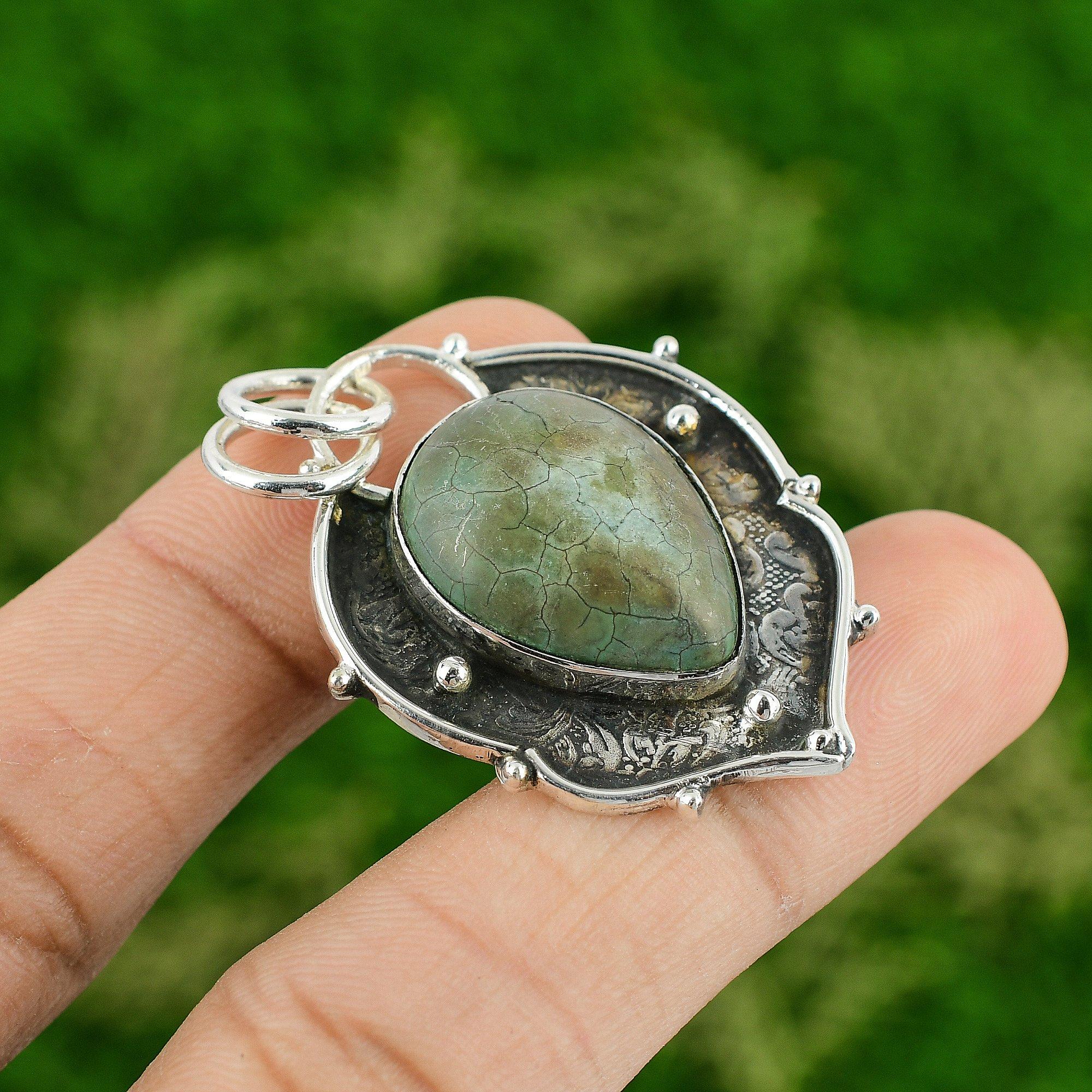 

Daughters Day Deal Tibetan Turquoise Stone Sterling Silver Wife Pendant Jewelry