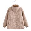 Floral Quilting Cotton Buttons Jacket Collar Placket Stand Up Size Winter Women