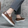 Fashion New White Sole Men's Genuine Leather Shoes Fashion Retro Handmade Stitching Casual Slip on Loafer Plus Size Casual Shoes for Men