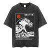 Vintage Japan Osaka Dotonbori Krabben Stadtbild Grafik T-Shirts Herren Gewaschen Mode Übergroßes Baumwoll-T-Shirt Unisex Streetwear