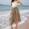 Women's One Piece Pareo Beach Wrap Skirt  Flowy Tassel Maxi Skirt, Sarong Cover Up for Vacation 1014