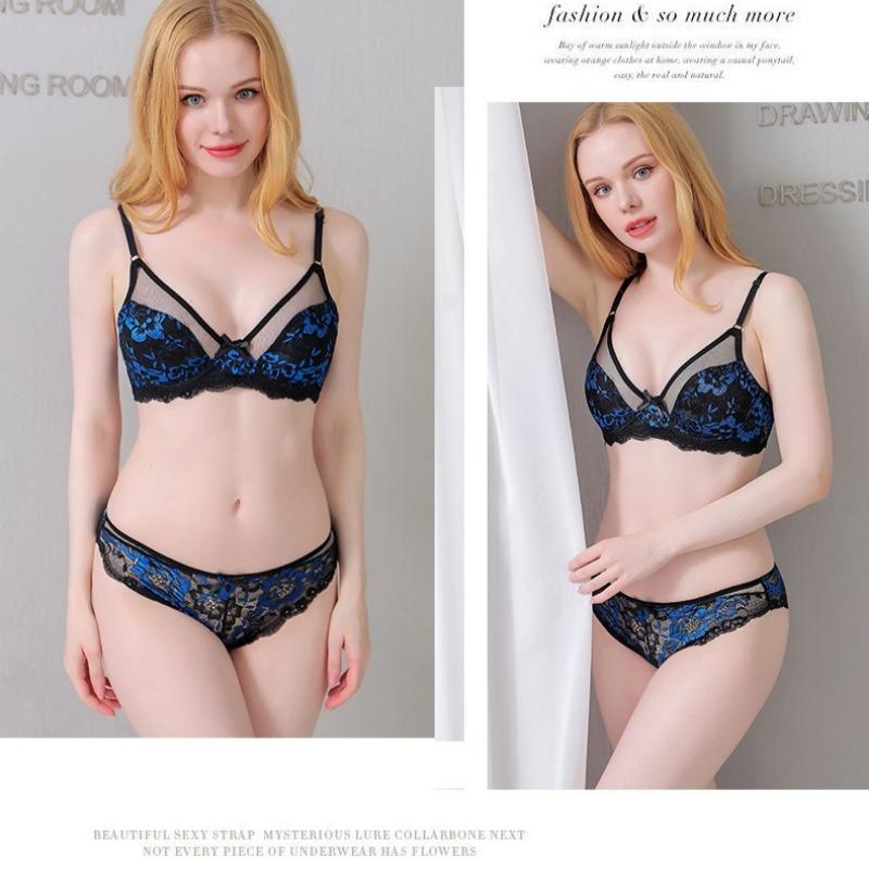 Europäisches und Amerikanisches Übergrößen Sexy Ultra-dünnes BH-Set Push-up und Formende Unterwäsche Bequeme und Hautfreundliche Slips