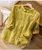 Export medium-sleeved cotton and linen shirt women's embroidery new thin cotton and linen top temperament loose and beautiful shirt women