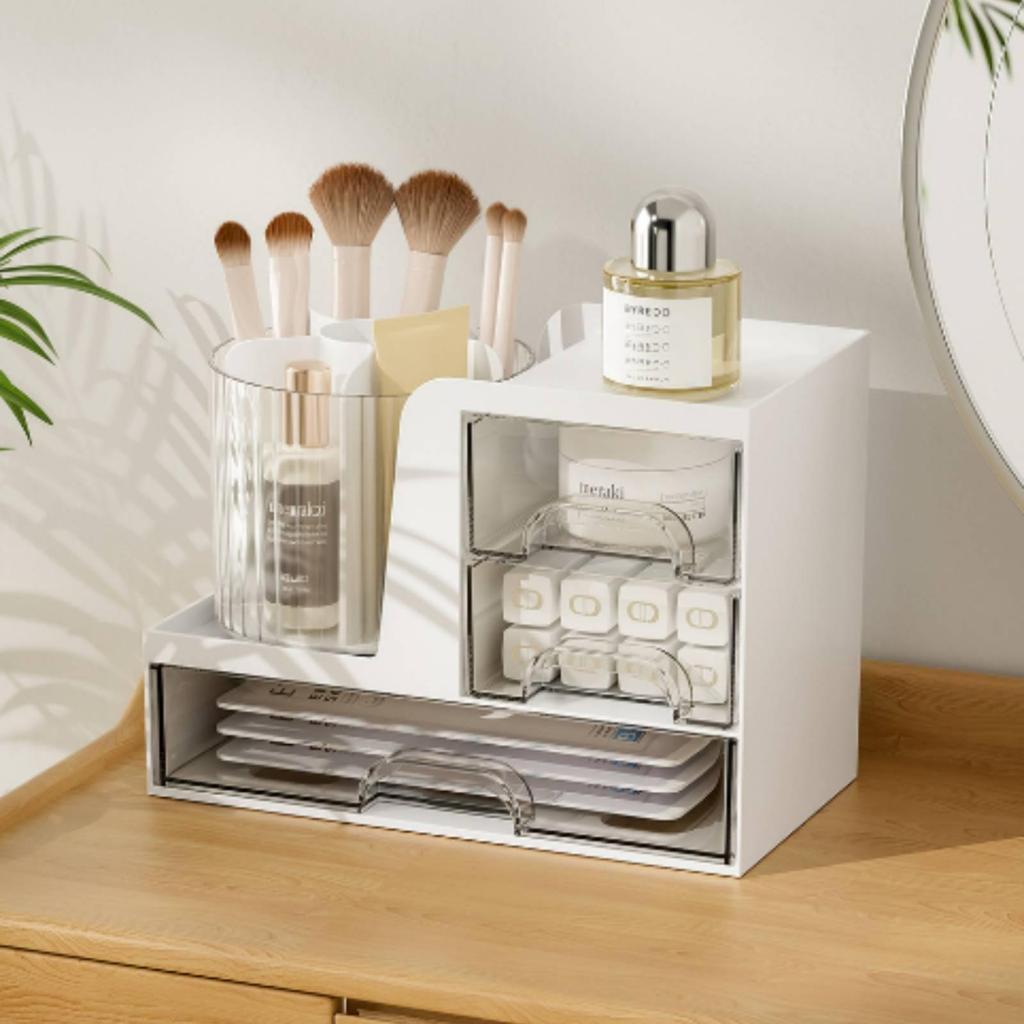 Plastic Desktop Organizer with Drawers Large Capacity for Workspace, Students