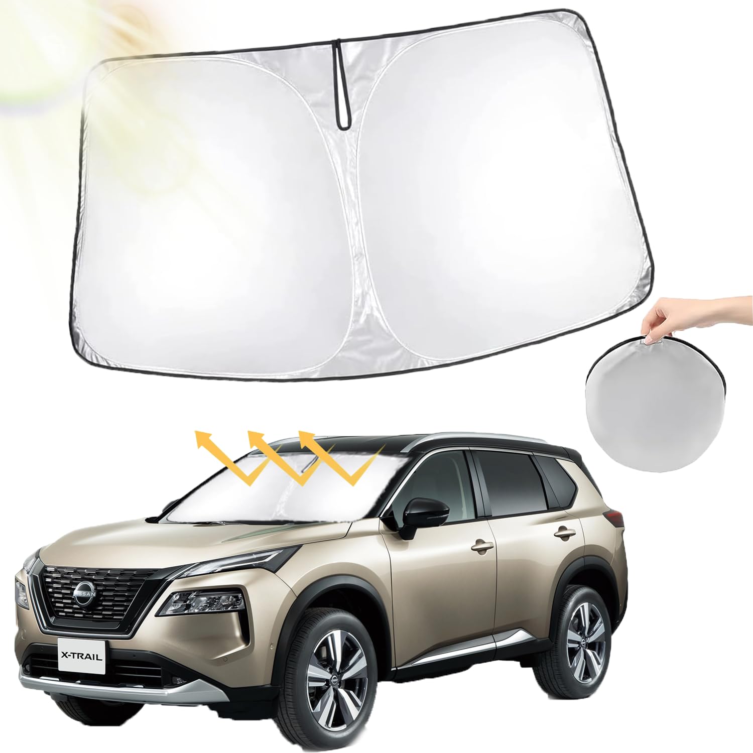 

Новейшая и улучшенная сумка-органайзер Oricarmes для автомобиля Nissan T33, легкий нагрев, детали T33 [Издание 2026] Солнцезащитный козырек для X-Trail, Солнцезащитный козырек для конкретного лобового стекла, Блокировка,