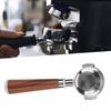 58mm Bottomless Portafilter Single Spout Stainless Steel Coffee Portafilter   Wood Handle