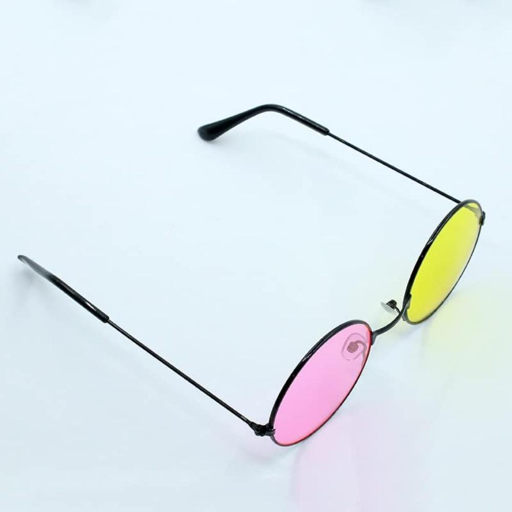 Spamton Deltarune Cosplay Glasses, Anime Boss Plush Yellow Pink Mixed Color Round Frame Sunglasses Cos Prop Halloween