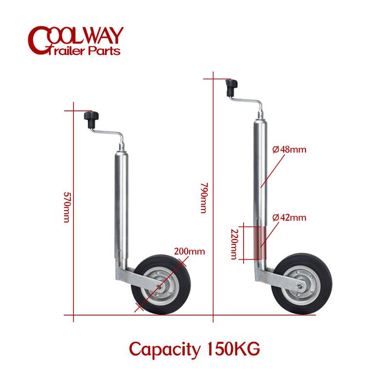 Europe Type Top Wind Trailer Jack Jockey Wheel RV Stand With Clamp 48MM Tube CAP 150KG Caravan Accessories Camper Parts