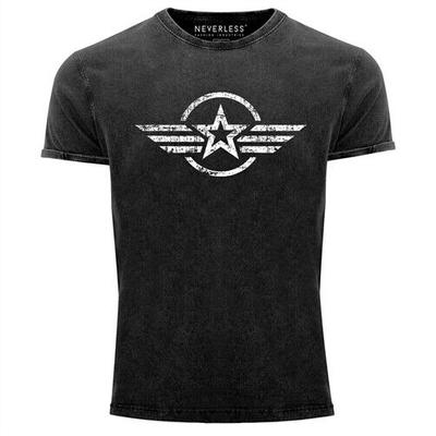 Vintage košile Airforce Star Army Military Print Shirt Unisex tričko