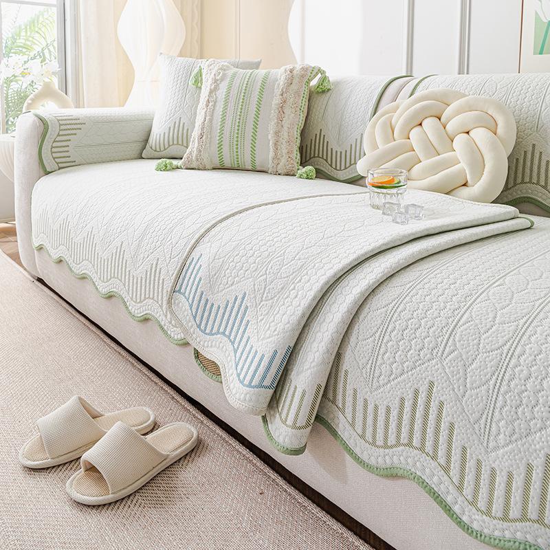 Simple Wind Sofa Cushion  New Summer Seat Cushion One-Piece Cover Cloth Towel Fixed Combination Sofa Cover