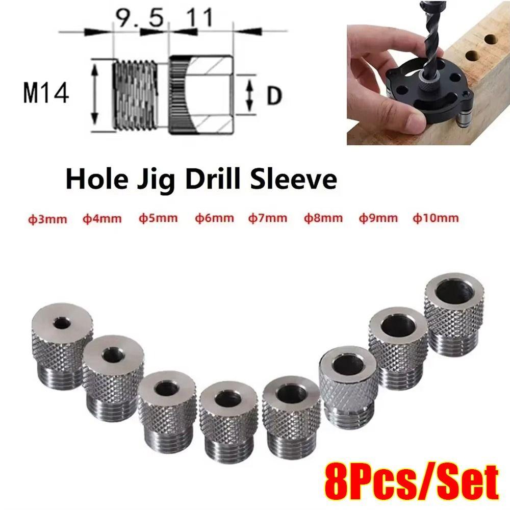 8Stk/Set Für Holzbearbeitung Buchse Dübelbohrlehre Edelstahl Holzbohrführung Locator