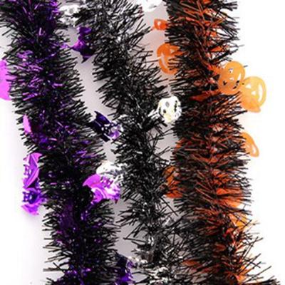 Hanging Halloween Pull Flowers Pendant Reusable Environmental Friendly Halloween Color Strips Shiny Pumpkin Skeleton Pendant