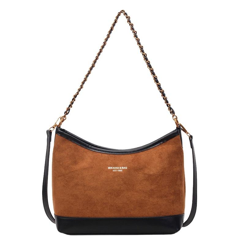 Suede tote bag women's fashion retro shoulder bag large capacity commuter messenger bag