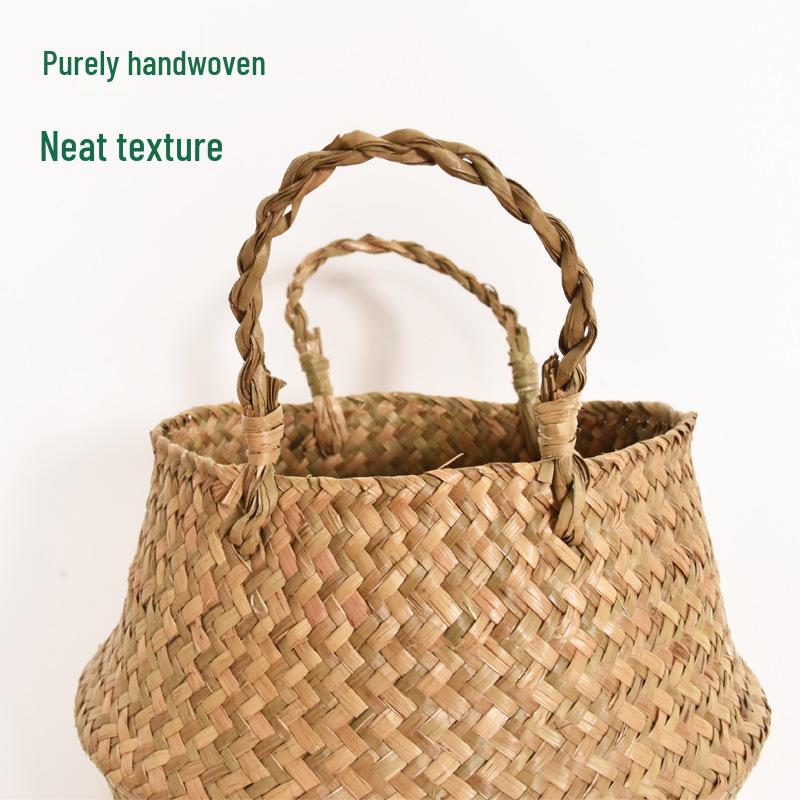 Nordic Minimalist Seagrass & Rattan Handwoven Flower Baskets - For Artificial Plants & Storage, Available In Various Sizes