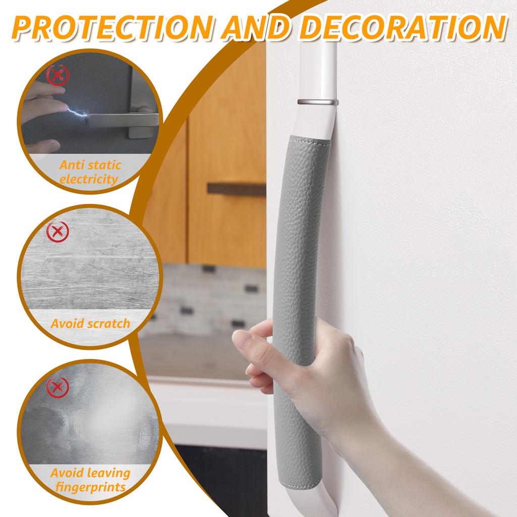 6Pcs Refrigerator Door Handle Covers PU Leather Oven Microwave Door Handle Protector with Adjustable Buckle Door Handle Gloves