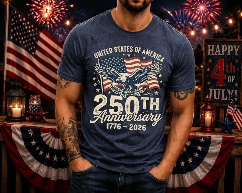 1776-2026 America 250 Shirt Celebrate Freedom Independence Day Unisex T-Shirt L