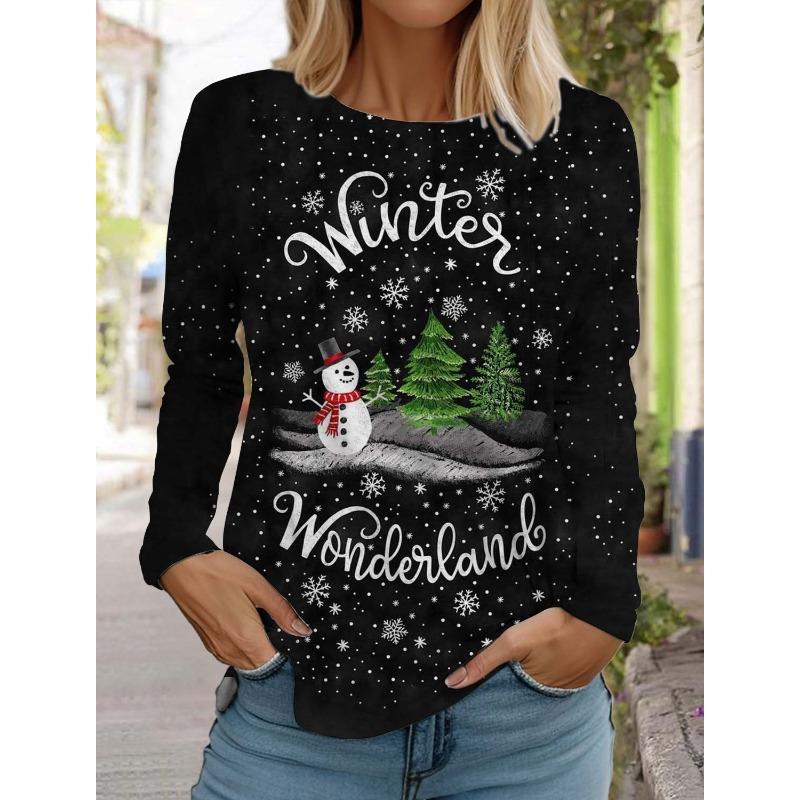 

Рождественская женская футболка с длинным рукавом и забавным рисунком Санта-Клауса в формате 3D 2024 года, модные женские топы с принтом лося, одежда для свитеров 8xl